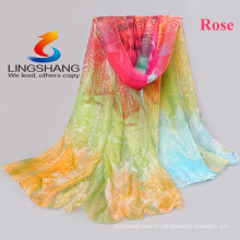 Lingshang 2015 nouvelle mode de la dernière robe pour les femmes écharpe fleur écharpe en mousseline de soie chaise écharpe magique pashmina